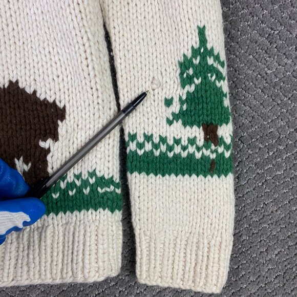 American Eagle Handknit Sweater Women's Large Alpaca Blend Bear Tree Fair Isle - Picture 5 of 14